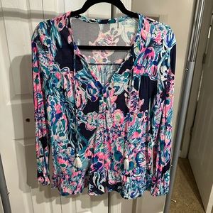 Lilly Pulitzer Daisy Knit Top Caught Up Print